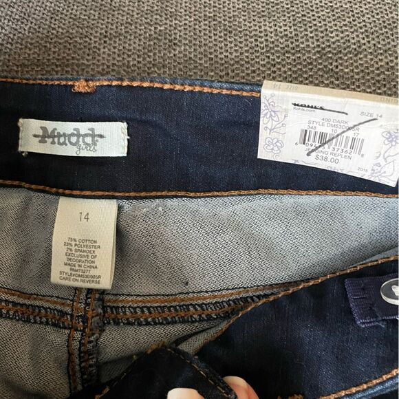 NEW Mudd Girls Dark Wash Skinny Jeans Juniors Size 14 Adjustable Waist NWT - Picture 4 of 4
